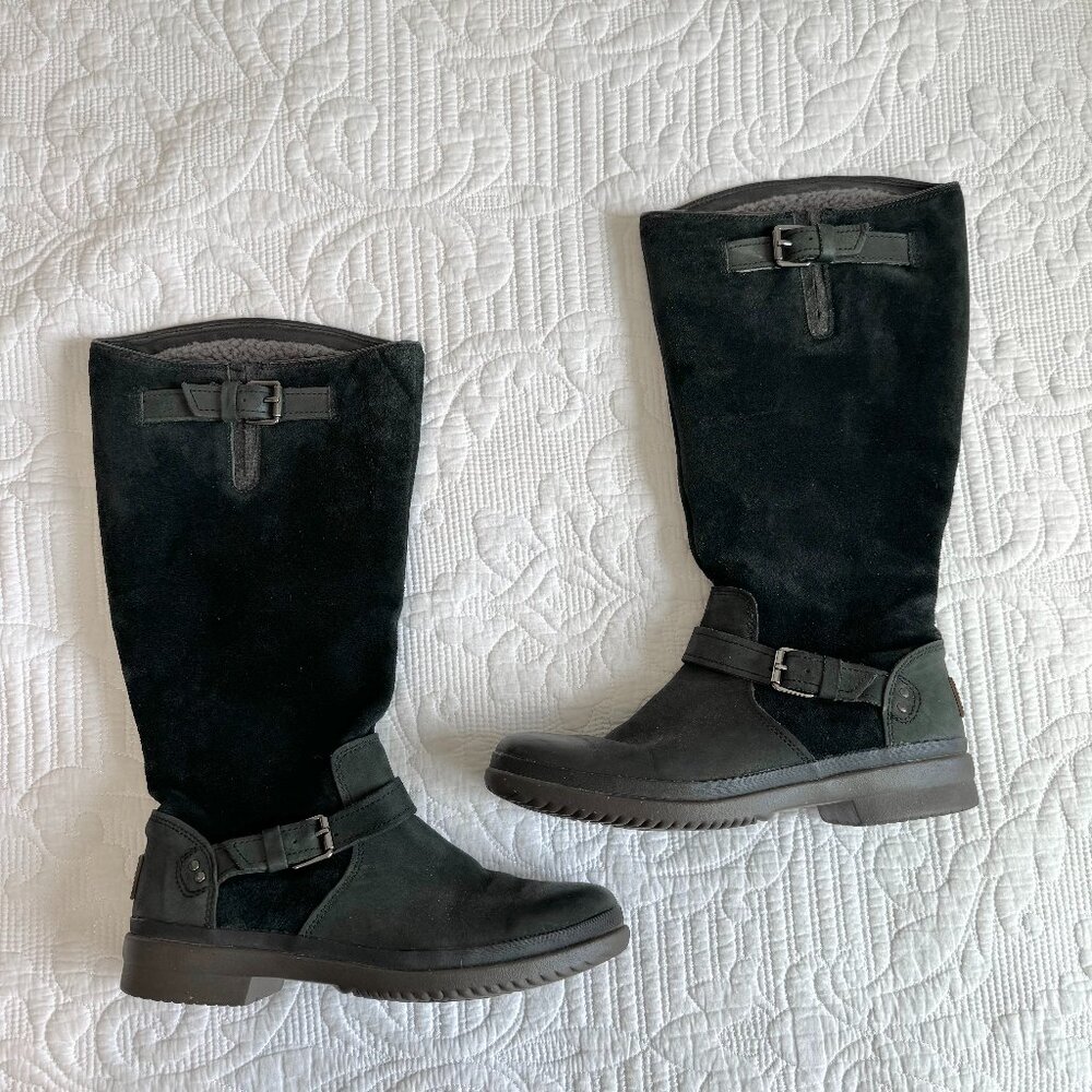 UGG Thomsen UGGpure-Lined Suede & Leather Boots Women's 7 Black